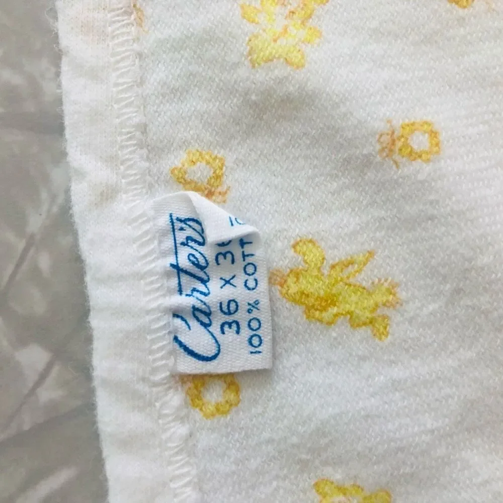 Vintage Carters Baby‎ Blanket and Fitted Sheet Set Yellow Animal Print Cotton